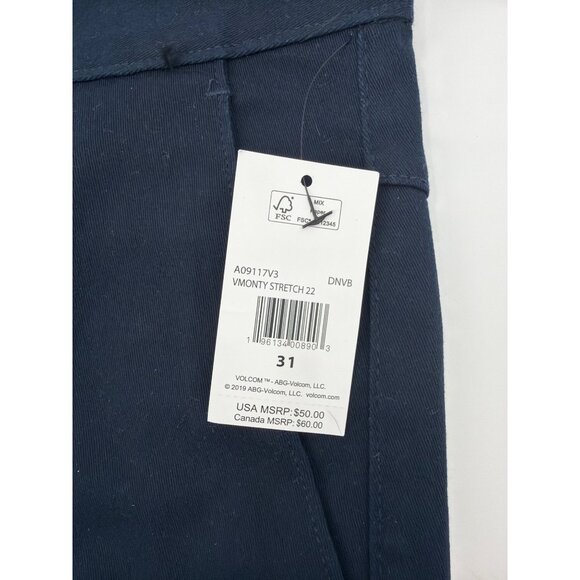 Volcom Mens 31 Vmonty Stretch 22 Navy Shorts NWT Durable Comfortable - Picture 3 of 7